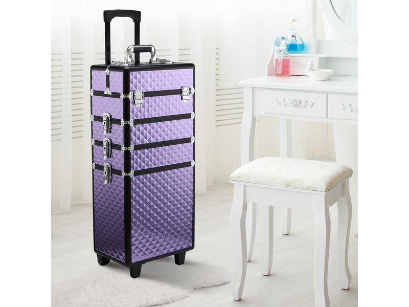  Trousse de maquillage professionnelle, trolley de voyage en aluminium, 2 roues, violet 33,5 x 23 x 7695,5 cm  - Conforama C