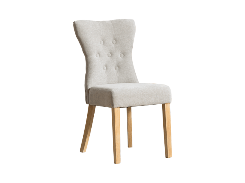  Chaises de salle à manger modernes rembourrées, pieds bois massif, chenille gris, rivets décoratifs – lot de 2  - Conforama A