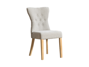 Chaises de salle à manger modernes rembourrées, pieds bois massif, chenille gris, rivets décoratifs – lot de 2