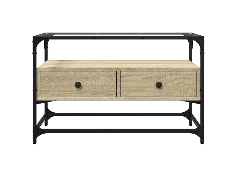  Meuble tv - banc tv - meuble de rangement avec dessus en verre chêne sonoma bois d'ingénierie  - Conforama D