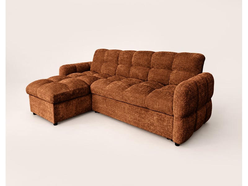  Octave - canapé d'angle réversible 4 places convertible avec coffre en velours texturé - best mobilier - terracotta OCTAVE - Conforama E