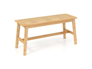 Banc de salle à manger pour 2 personnes 100 x 35 x 45 cm avec assise confortable en rotin tressé style ferme naturel en bambou 20_0018203