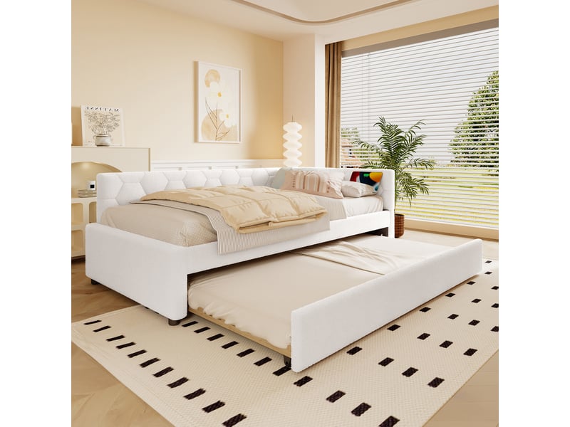  Lit en boucle blanc 90x200 cm  - Conforama D
