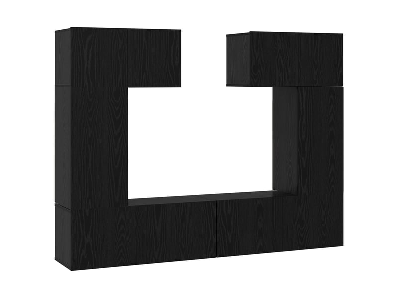  Ensemble meuble tv - banc tv - meuble de rangement 6 pcs chêne noir bois d'ingénierie  - Conforama A