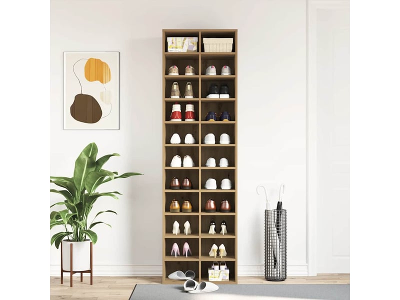  Meuble à chaussures, armoire à chaussures chêne artisanal 54x34x183cm bois ingénierie  - Conforama D