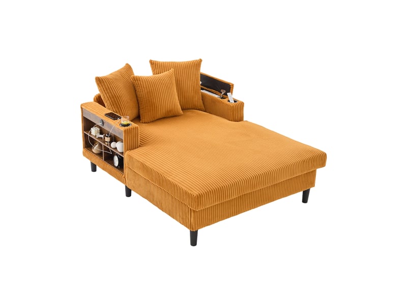 Fauteuil de salon, fauteuil lounge – avec méridienne, port usb, éclairage led, avec rangement, porte-gobelets, poches latérales - Conforama B