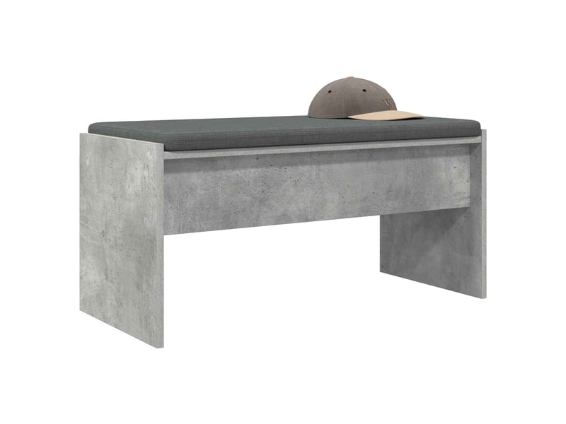  Banc d'entrée, banc interieur avec coussin gris béton 83x38x40 cm  - Conforama C