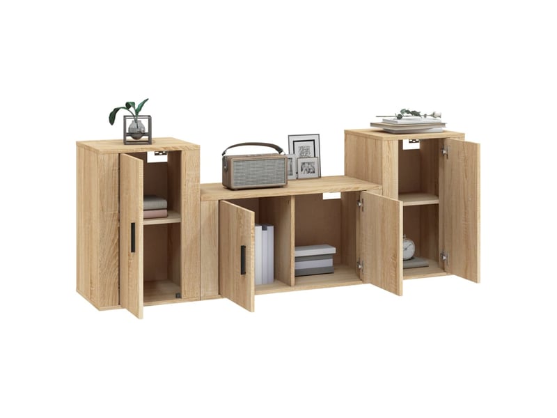  Ensemble de meubles tv 3 pcs chêne sonoma bois d'ingénierie shl94516  - Conforama C