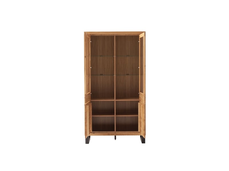  Vitrine avec 2 portes vitrées , coloris chêne massif - longueur 108 × profondeur 40 × hauteur 199 cm  - Conforama C