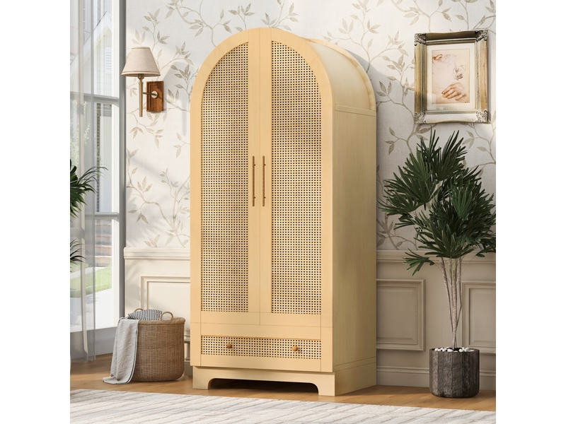  Armoire 70x55x170 cm 2 portes et tiroir, grand compartiment de rangement en bois et mdf , couleur bois  - Conforama B