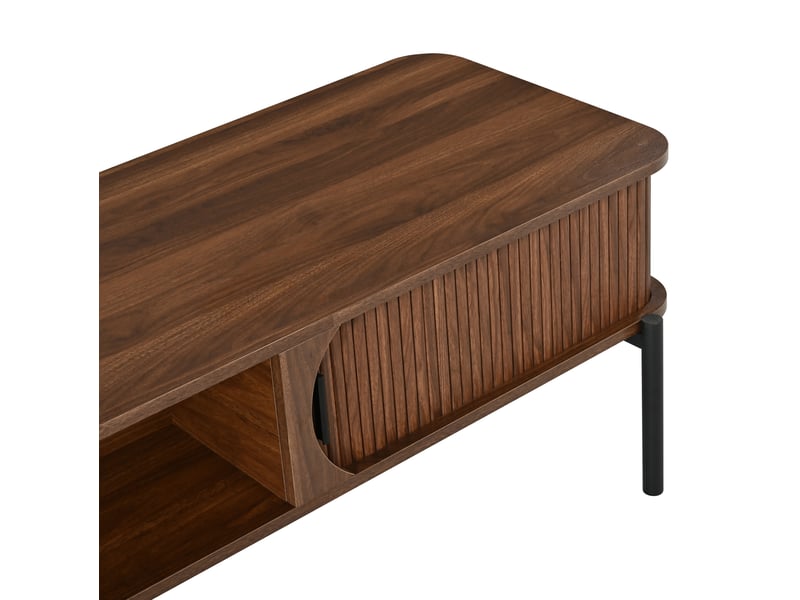  Table basse rectangulaire 100x45x43 cm avec rangement, coloris noyer  - Conforama D
