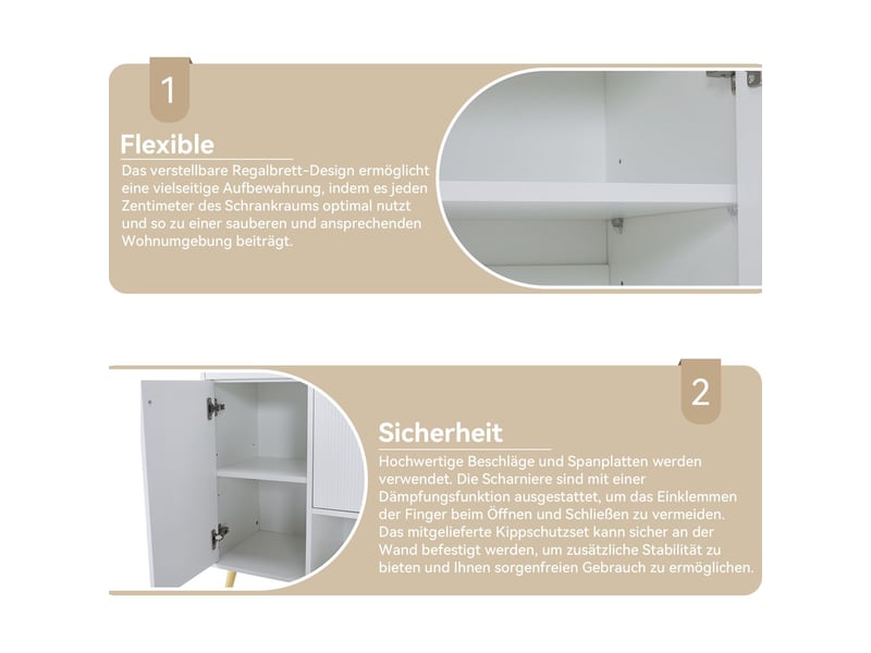  Meuble à chaussures l130xp37xh100 cm, armoire à chaussures 2 tiroirs 4 portes, compartiment ouvert, pieds métal hauts, construction durable, blanc  - Conforama D