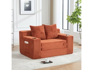 Canapé convertible - ce canapé-lit deux places moderne est un canapé confortable revêtu de cachemire, orange