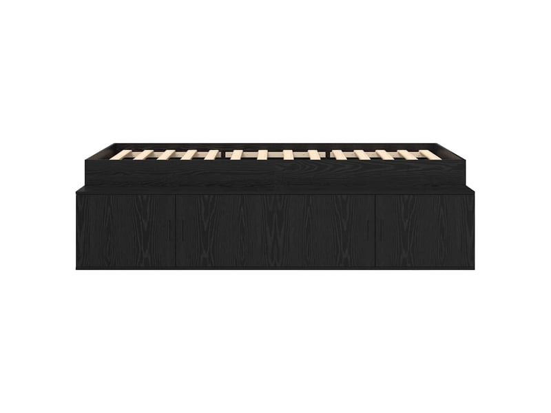 Lit simple- lit adulte - cadre de lit chêne noir 80 x 200 cm bois d'ingénierie - Conforama D