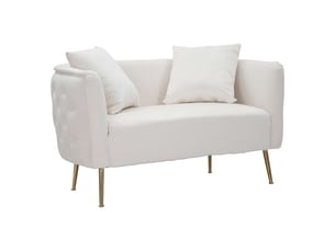 Canapé deux places fixe dingle, effet velours, 127x74x71h cm blanc