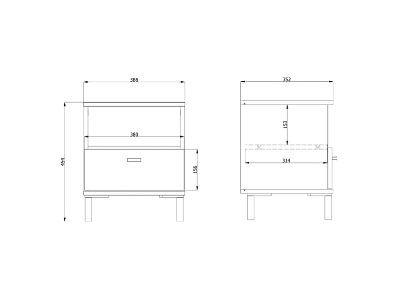  Commode de chevet jinja, un tiroir, 39x35x45h cm blanc mat Jinja - Conforama C
