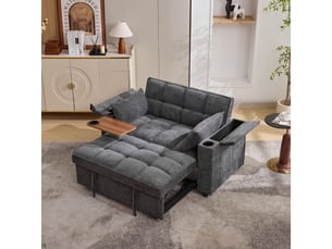 Canapé convertible - canapé-lit 3 en 1, canapé-lit gigogne avec dossier réglable, port usb, canapé 2 places, canapé lounge, gris