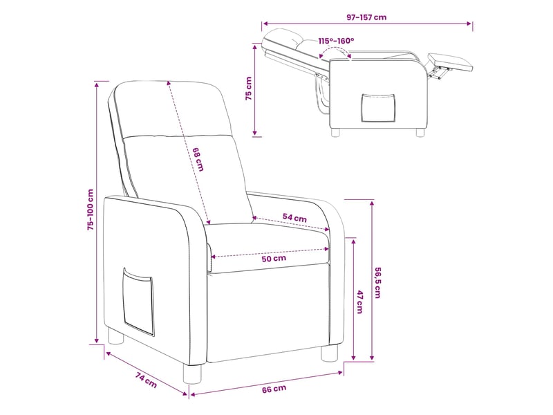  Vidaxl fauteuil inclinable crème tissu  - Conforama C