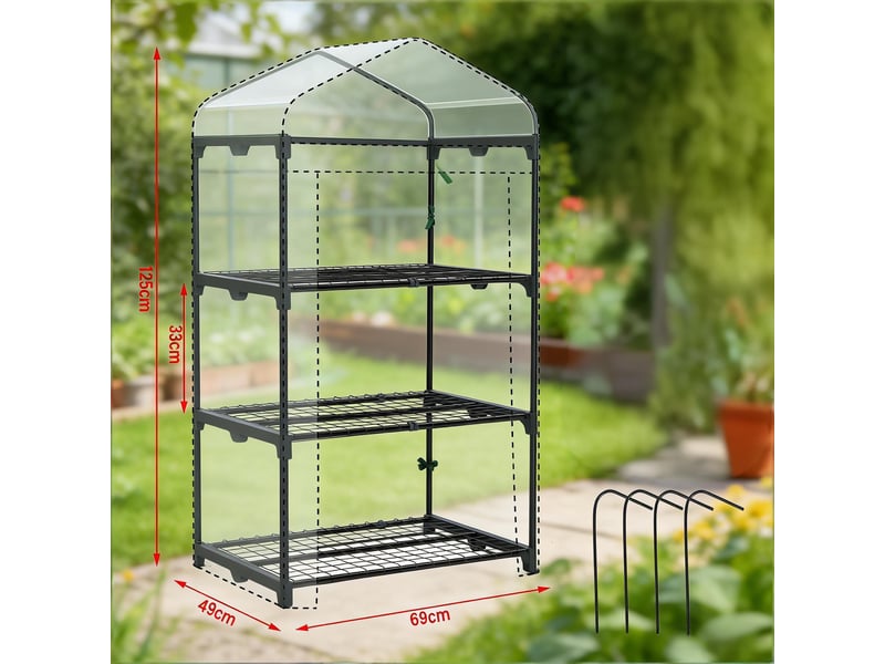  Serre de jardin extérieure avec porte enroulable, serre de terrasse  - Conforama C