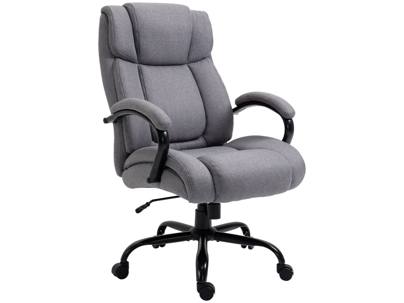  Fauteuil direction ergonomique, max 220 kg, accoudoirs, assise large, bascule, lin, gris clair.  - Conforama B