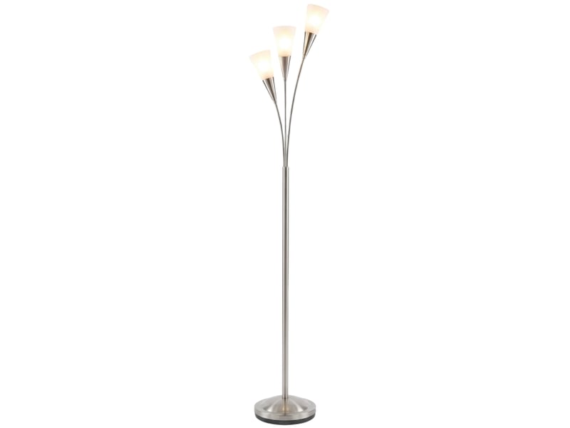  Lampadaire argenté en verre et métal, cadre q235 stable, 3xe14 sans ampoule fournie  - Conforama A