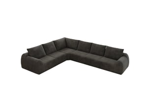 Canapé 6 places d'angle en v - 334x267x85cm - canapé salon mousse haute résilience avec tissu chenille sans montage - gris foncé