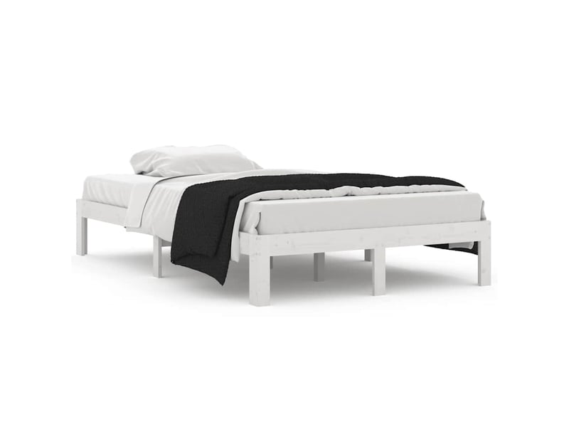  Lit double- lit adulte -  cadre de lit sans matelas blanc bois de pin massif 120x200 cm  - Conforama A