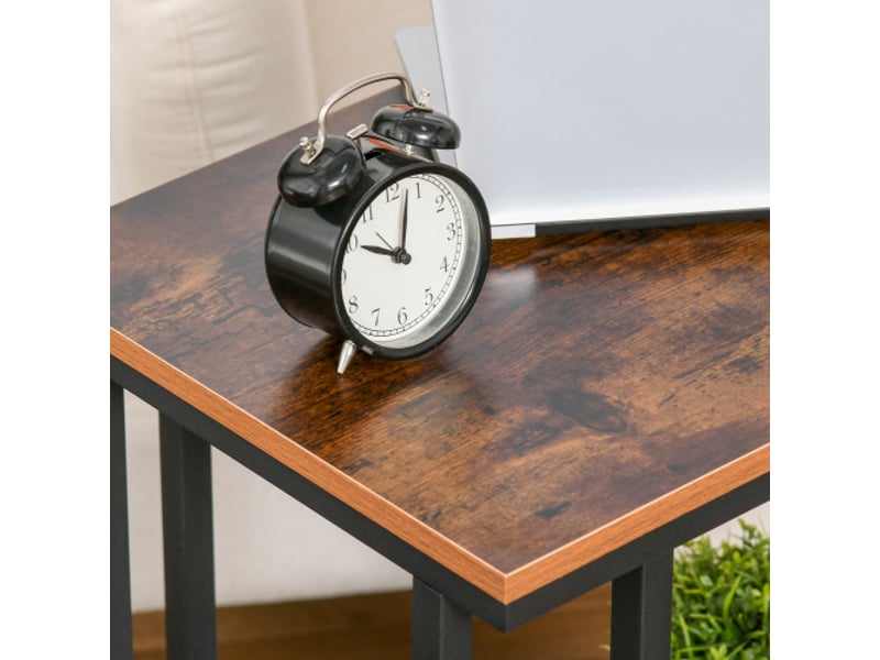 Table d’appoint c-forme à roulettes en bois et métal noir noyer 51x36x65 cm pour salon et cuisine - Conforama D