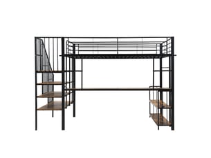 Lit mezzanine 120x200cm <strong></strong> <strong></strong> coloris bois foncé