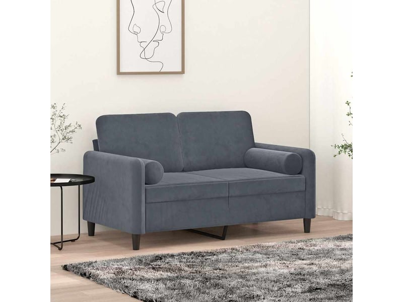  Lot de 2 coussins décoratifs gris foncé ø15x50 cm velours cf60871  - Conforama B