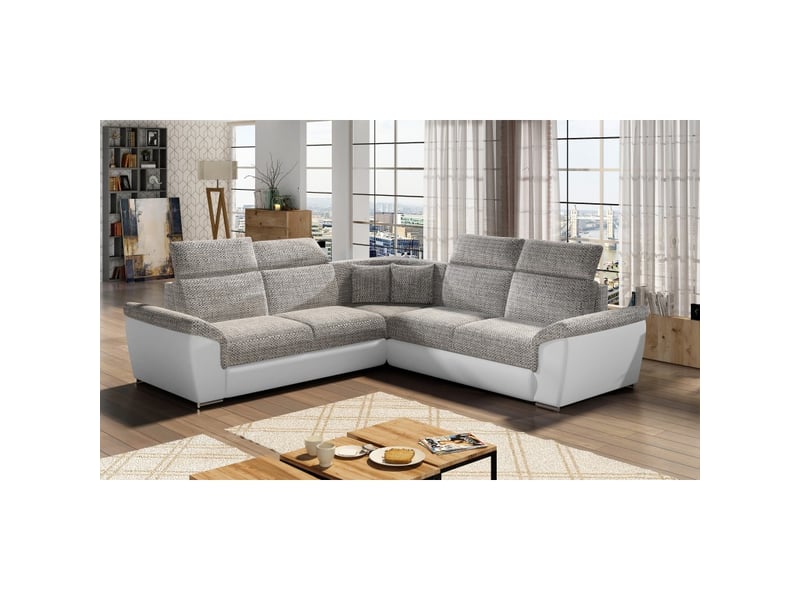Canapé d'angle frederico gris convertible avec coffre 266x266cm - Conforama A