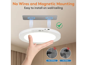 Plafonnier led rechargeable sans fil à détection de mouvement, 8000 mah, 3 températures de couleur, télécommande, 19 cm