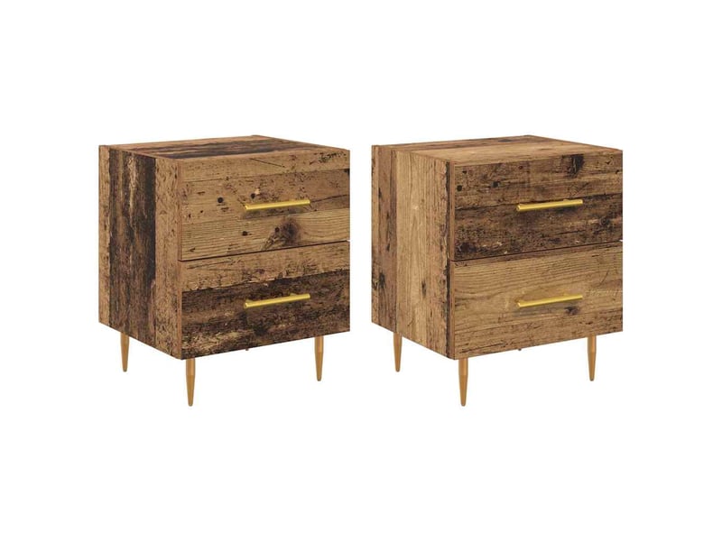  Vidaxl table de nuit bois ancien 4 tiroirs acier or meuble rangement 40x35x47cm salon  - Conforama A