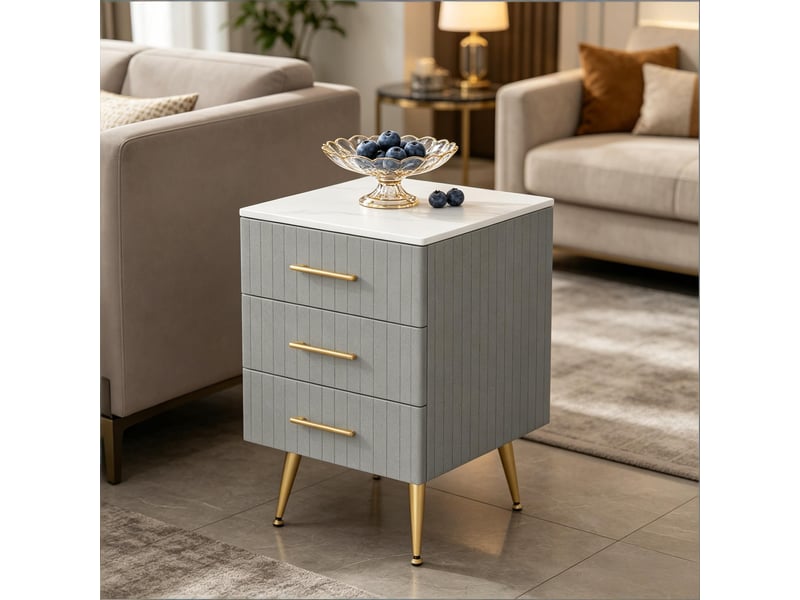  Table d’appoint compacte avec tiroir, petit meuble de rangement, design pratique  - Conforama B