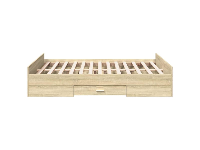  Lit double- lit adulte -  cadre de lit avec tiroirs sans matelas chêne sonoma 120x200 cm  - Conforama D