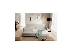 Canapé d'angle gauche fixe <strong></strong> <strong></strong> 3 places Polyester beige avec coffre de rangement