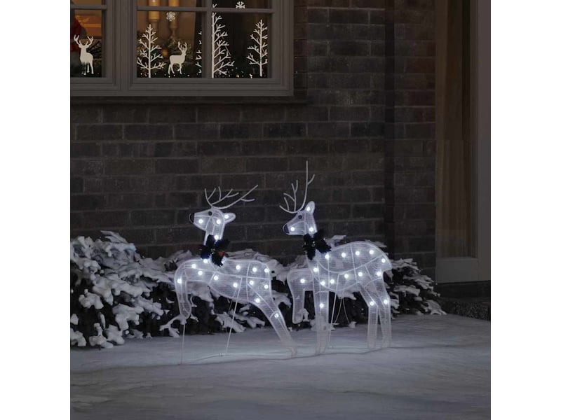  Lot de 2 rennes led, éclairage de noël, décoration de noël blanc froid 45 x 19 x 65 cm tissu cf62078  - Conforama C