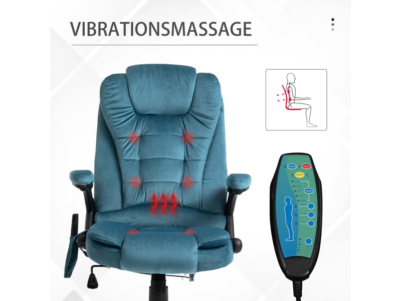  Fauteuil de massage, fauteuil de direction, fauteuil gaming, fauteuil de bureau massant, bleu  - Conforama E