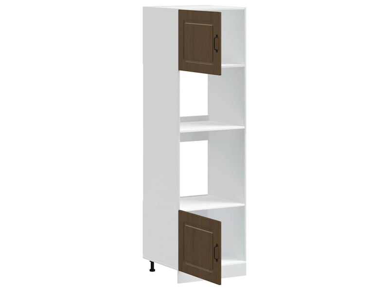  Lot de 2 armoires à four classiques avec pieds réglables 60 x 57 x 207 cm en bois d'ingénierie chêne brun 02_0055703  - Conforama C