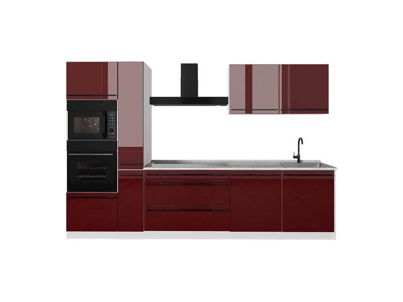  Vicco cuisine, rouge brillantblanc, 310cm sans plan de travail  - Conforama A