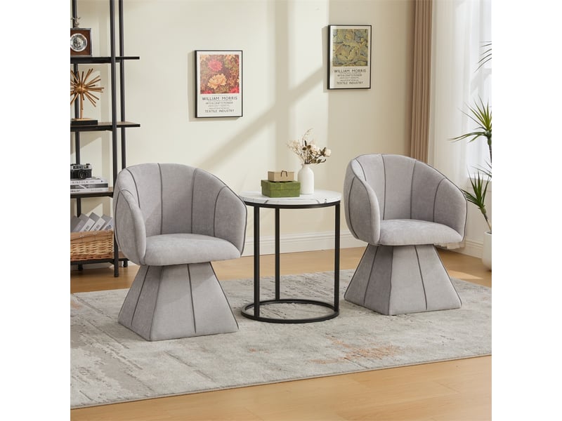  Chaise pivotante 56x54x74.5cm - fauteuil ergonomique coquillage en tissu chenille pour adulte et adolescent salon - gris  - Conforama D