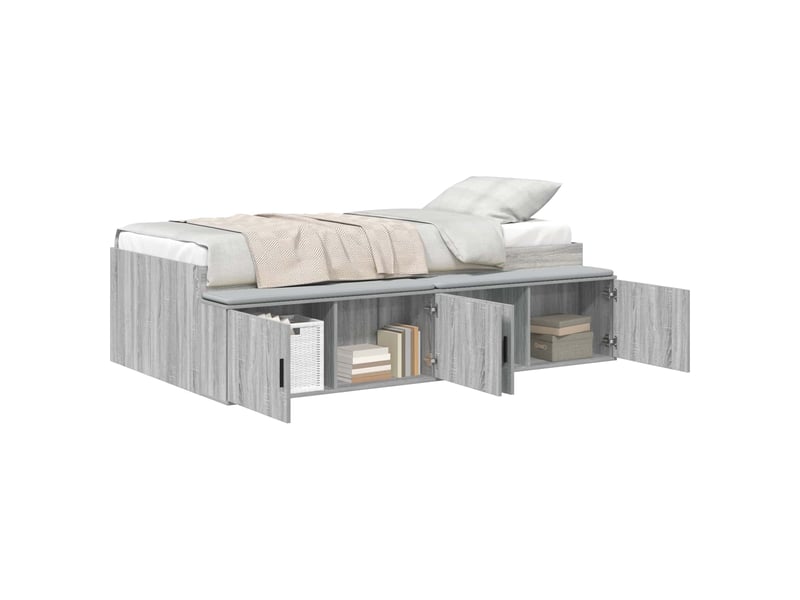  Lit simple- lit adulte -  cadre de lit gris sonoma 90 x 200 cm bois d'ingénierie  - Conforama A