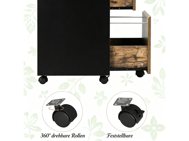  Caisson de rangement mobile chic, armoire à dossiers, meuble à roulettes  - Conforama E