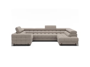 Canapé d'angle droit fixe MEUBLORAMA 3 places Polyester beige avec coffre de rangement