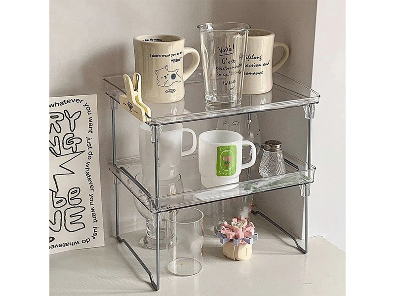  Organiseur transparent empilable en plastique transparent pour le rangement des fournitures de cuisine et de maquillage  - Conforama B