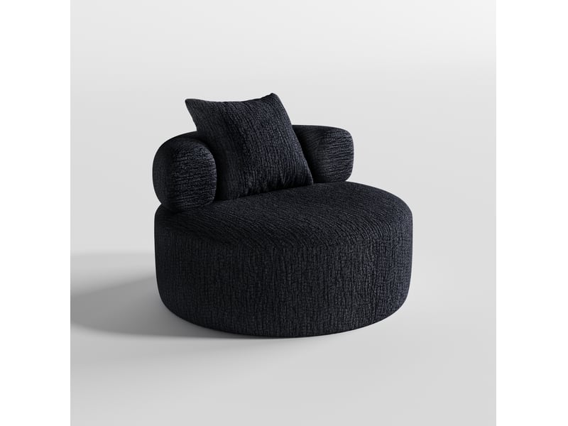  Fauteuil rond en chenille 100 cm noir evryae  - Conforama A