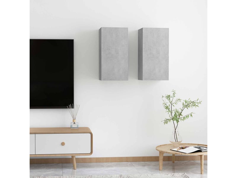  Meuble tv - 2 pcs gris béton bois d'ingénierie  - Conforama D