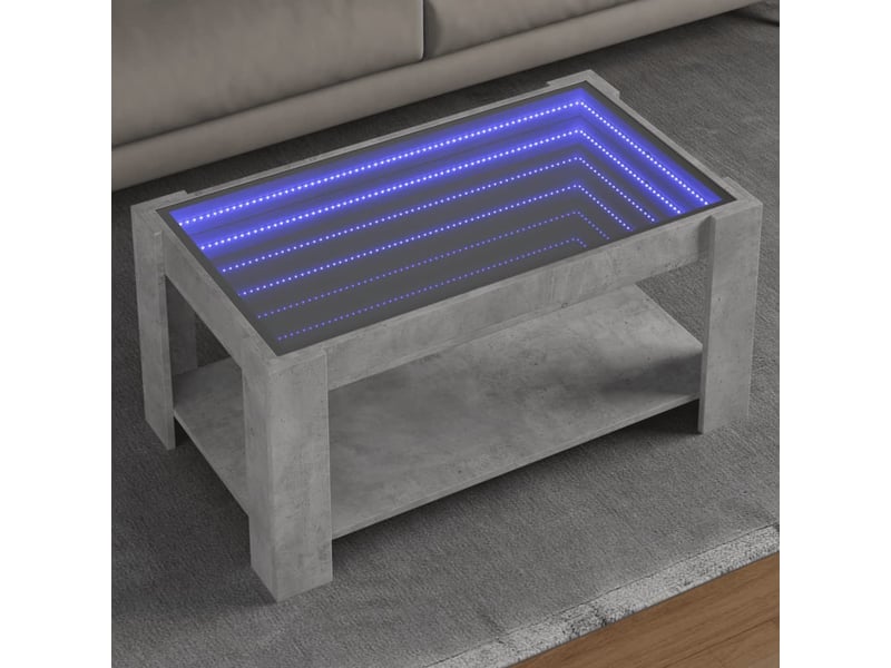  Table basse - table de salon - table à thé avec led gris béton 93x53x45 cm bois d'ingénierie  - Conforama B