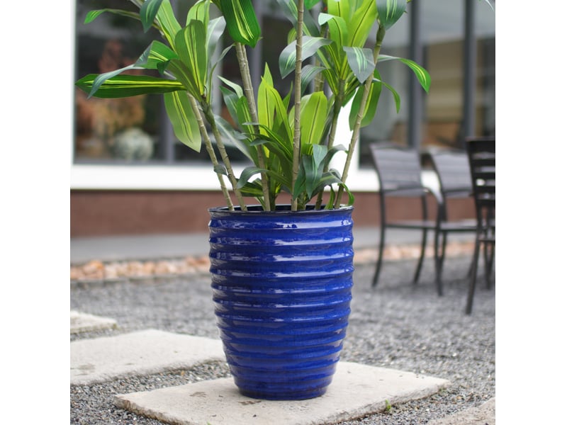  Grand pot de plantes en céramique artisanale (ø 42 cm × 54 cm) bleu roi  - Conforama E