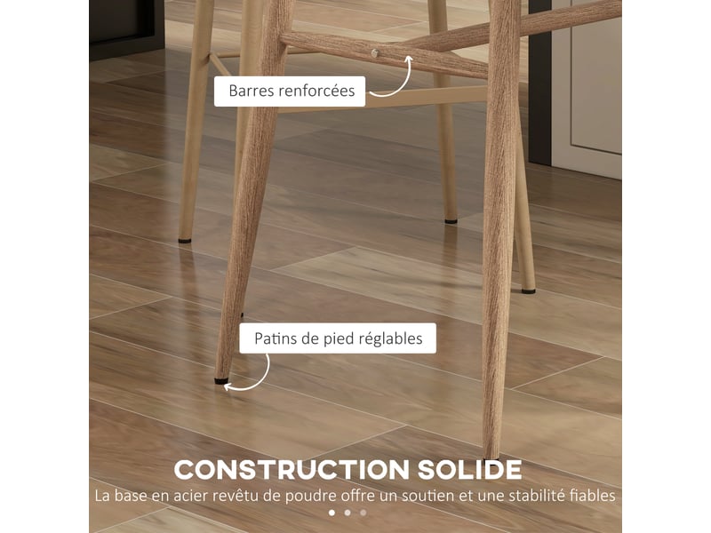  Table de bar rectangulaire 4 personne pieds en acier effet bois assemblage facile blanc 118 x 58 x 98 cm  - Conforama R